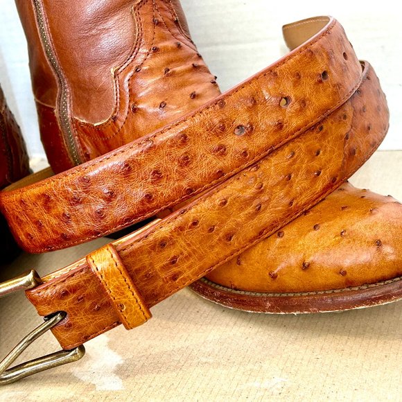 Tecovas men\'s OSTRICH Zip Boots sz 8.5D with matching belt 34 main image 7